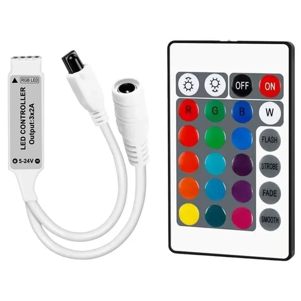 5-12-24 Volt 3X2 Amper Mini 24 Tuşlu Led Rgb ürün görseli 1