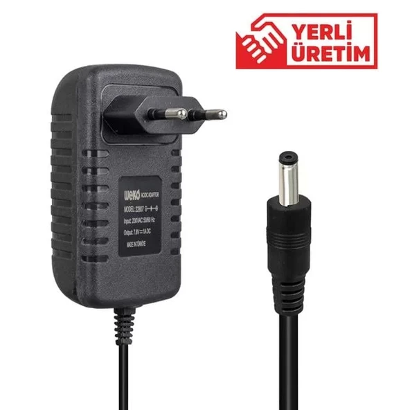 Weko 7.8 Volt - 1 Amper 4.0*1.7 Uçlu Gösterge Ledli Yerli Üretim Akü Şarj Adaptörü ürün görseli 1