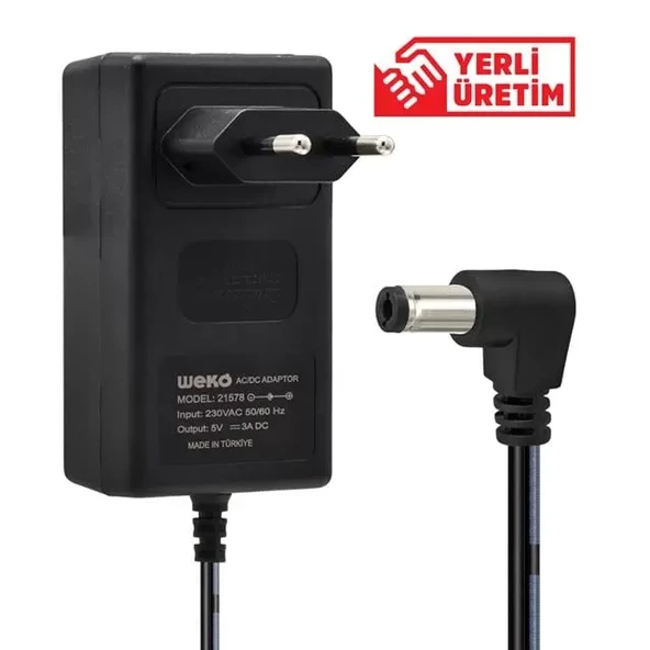 Weko 5 Volt - 3 Amper 5.5*2.5 Uçlu Plastik Kasa Priz Tipi̇ Adaptör ürün görseli 1