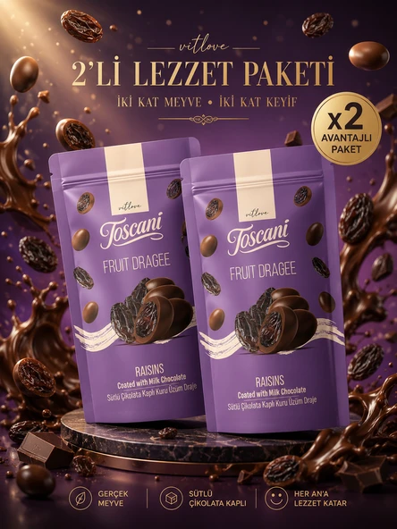 Sütlü Çikolata Kaplı Kuru Üzüm Draje 2 x 60gr ürün görseli 1
