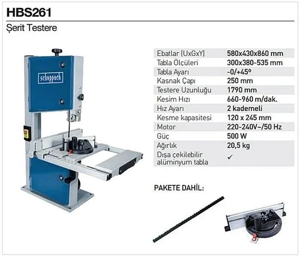 Scheppach HBS261 Şerit Testere Makinası 500 W - Resim 3