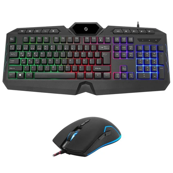 FRISBY FK-4865QU USB Q TR MM SİYAH KABLOLU GAMING KLAVYE MOUSE SET ürün görseli 1