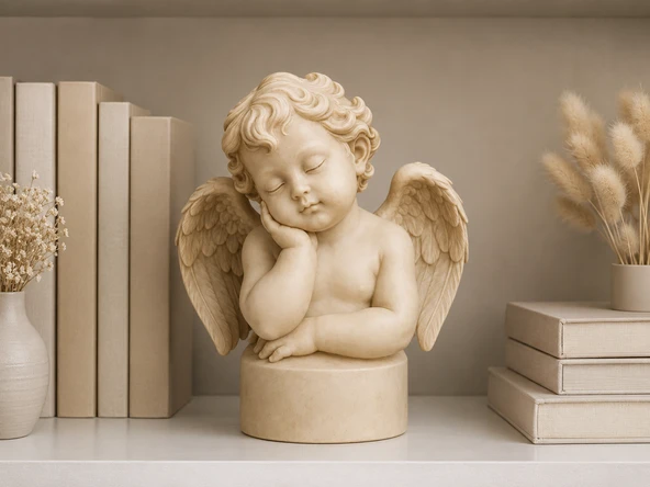 15 CM Uyuyan Melek Figürü Dekoratif Biblo – Masaüstü Raf ve Kitaplık Dekoru – Dekorasyon Objesi – ürün görseli 1