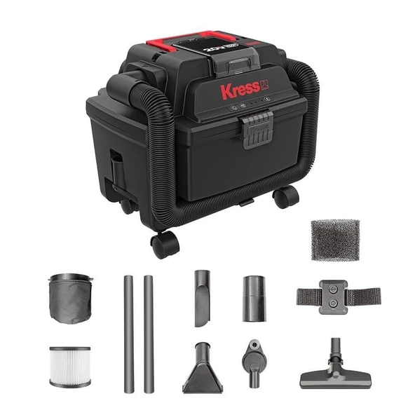 Kress KH035.9 20V Şarjlı Islak/Kuru Süpürge & Üfleme | 250W Güç, 17Kpa Emiş – Flexi Esnek Hortum (Akü Hariç) ürün görseli 1