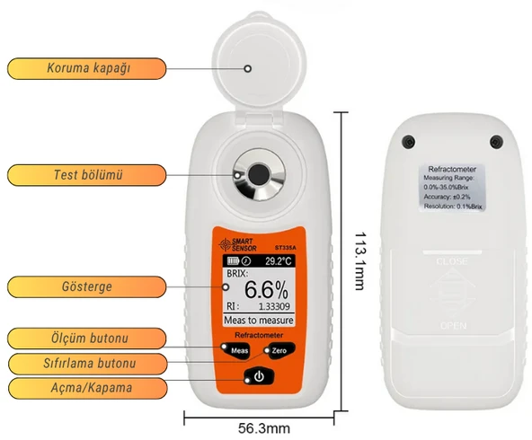 Smart Sensor ST335A Dijital Refraktometre | 0-35 Brix - Resim 2