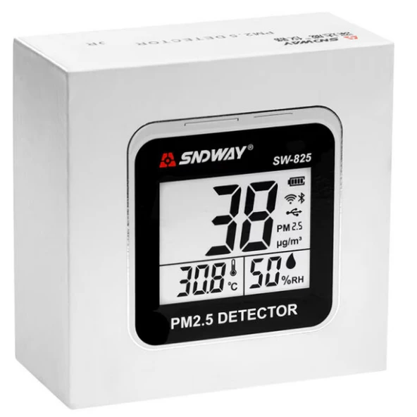 Dijital Hava Kalitesi Ölçer SW-825 - PM2.5 Toz ve Partikül Dedektörü, Hassas Isı ve Nem Ölçer ürün görseli 1