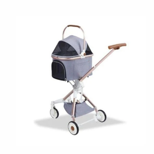 EuroDog Katlanabilir Köpek Arabası Gri 83x48,5x110 Cm ürün görseli 1