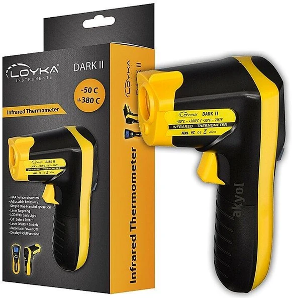 Loyka DARK II Kızılötesi Lazerli Sıcaklık Ölçer 380°C | Temassız Dijital Isı Ölçüm ürün görseli 1