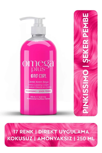 Omega Plus Bad Girl ŞEKER PEMBESİ Amonyaksız Renkli Saç Boyası 250ML ürün görseli 1
