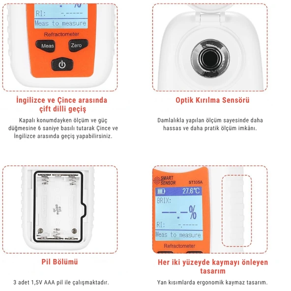 Smart Sensor ST335A Dijital Refraktometre | 0-35 Brix - Resim 3
