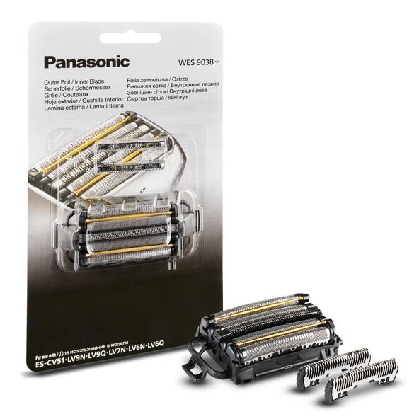 Panasonic WES9038Y1361 Elektrikli Tıraş Makinesi için Yedek Bıçaklar ve Folyo ES-LV9Q, ES-LV6Q ve ES-CV51, Combo Pack, 5 Bıçak Sistemi, Gelişmiş Japon Paslanmaz Çelik, Su Geçirmez ürün görseli 1