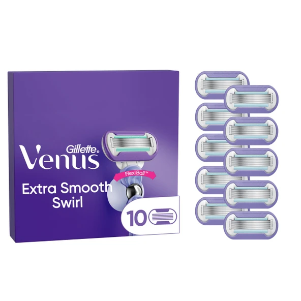 Gillette Venus Extra Smooth Swirl kadınlar için tıraş bıçakları, kadın tıraş makineleri için 10 orijinal yedek bıçak, pürüzsüz bir tıraş için ıslak tıraş makineleri ürün görseli 1