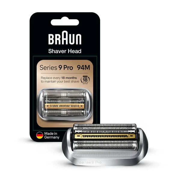Braun elektrikli tıraş makinesi başlığı yedek parçası, 94M gümüş, erkekler için Series 9 Pro ve Series 9 elektrikli tıraş makineleriyle uyumlu ürün görseli 1