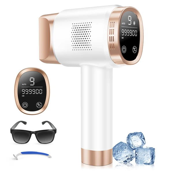 21J IPL Cihazı 8°C Buz Soğutma Sistemli Epilasyon, Lazer Epilasyon 9 Seviye ve 600 NM Kırmızı Işık, Kadın Erkekler için LCD Dokunmatik Ekran IPL Epilasyon Cihazı, Yüz Kol Bikini Bölgesi Gövde, Altın ürün görseli 1