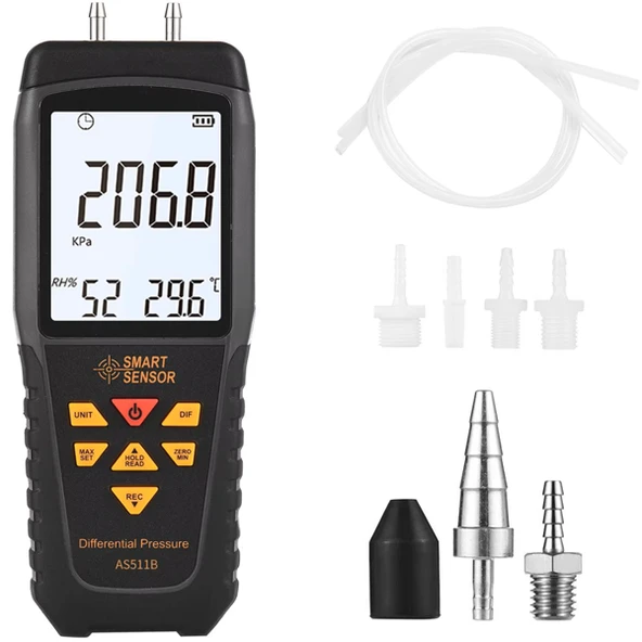 Smart Sensor AS511B Dijital Fark Basınç Manometresi 29.9 PSI | Diferansiyel Basınç Ölçümü ürün görseli 1