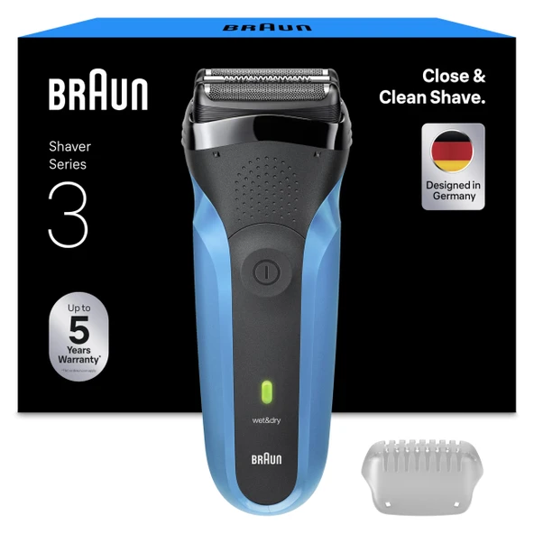 Braun Series 3 Erkek Elektrikli Tıraş Makinesi, 3 Esnek Bıçaklı Tıraş Makinesi, 30 Dakika Pil Ömrü, Erkekler için Elektrikli Islak ve Kuru Tıraş Makinesi - 310s, Mavi ürün görseli 1