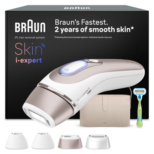 Braun Akıllı IPL Cihazı Epilasyon Skin i·expert 7, PL7387, Beyaz/Pembe Altın - Ev için Alternatif Lazer Epilasyon, Kalıcı Epilasyon, Kılıf, Venus Razor ve 4 Aparat Dahil ürün görseli 1