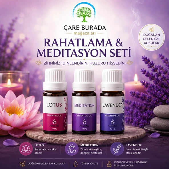 Arjens Lotus & Meditation & Lavender Esans 10 ml | Rahatlama & Meditasyon Seti ürün görseli 1