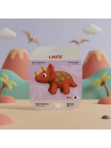 LETS OYUN HAMURU DINO MACERASI TRICERATOP6x20g1025 ürün görseli 1