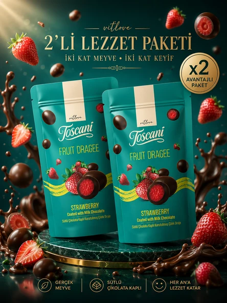 Sütlü Çikolata Kaplı Kurutulmuş Çilek Draje 2 x 60gr ürün görseli 1