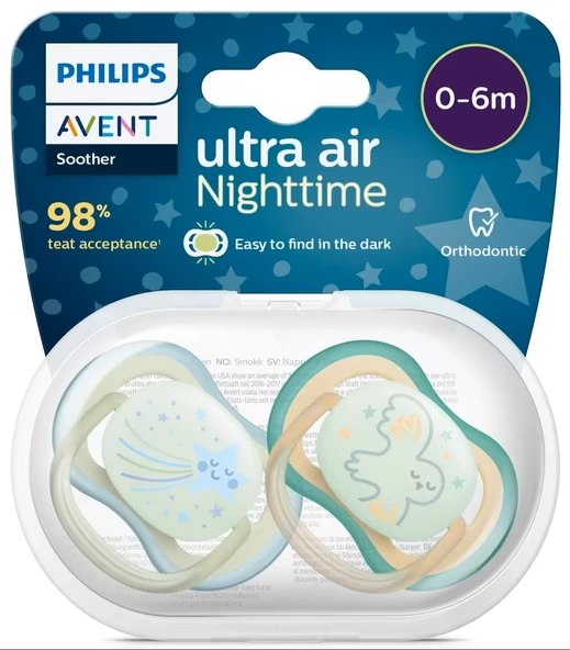 Philips Avent SCF376/18 Ultra Air Night 0-6 Ay 2'li Erkek Emzik ürün görseli 1