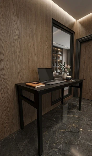 Siyah 140x60 Çalışma Masası, Bilgisayar Masası, Ofis Masası, Metal Ayaklı ürün görseli 1