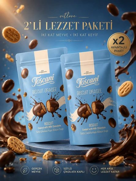 Sütlü Çikolata Kaplı Bisküvi Draje 2 x 60gr ürün görseli 1