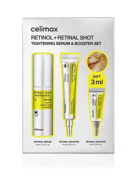 CELİMAX RETINOL + RETINAL SHOT TIGHTENING SERUM & BOOSTER SET (30 ML+ 15 ML + 3 ML ) ürün görseli 1