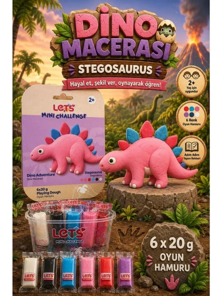 LETS OYUN HAMURU DINO MACERASI STEGOSAUR 6x20g1026 ürün görseli 1