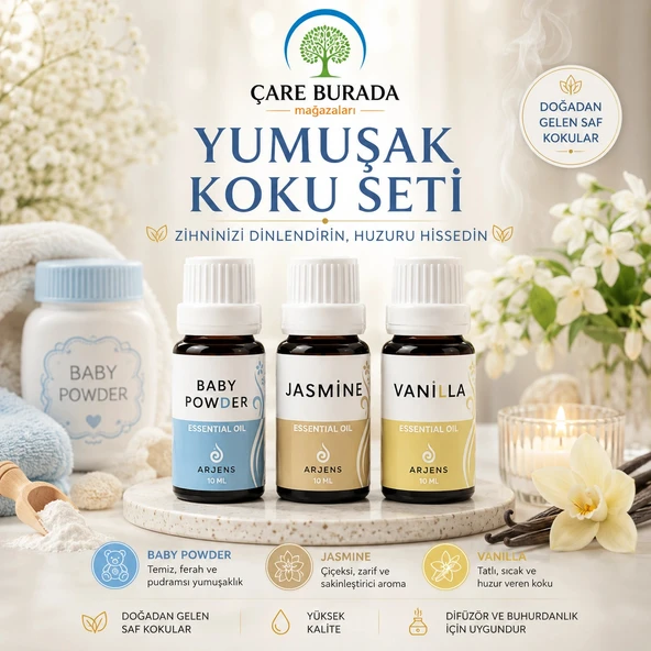 Arjens Baby Powder & Jasmine & Vanilla Esans 10 ml | Yumuşak Koku Seti ürün görseli 1