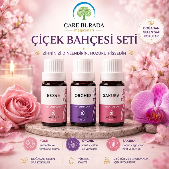 Arjens Rose & Orchıd & Sakura Esans 10 ml | Çiçek Bahçesi Seti ürün görseli 1