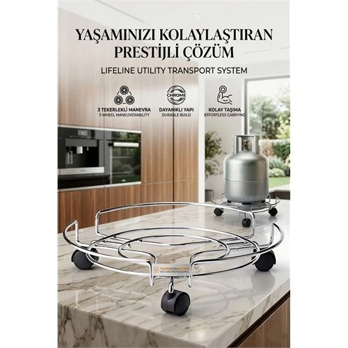 Tekerlekli Saksı Tüp Damacana Altlığı - Taşıyıcı Mutfak Tüpü Taşıyıcı 423534 ürün görseli 1