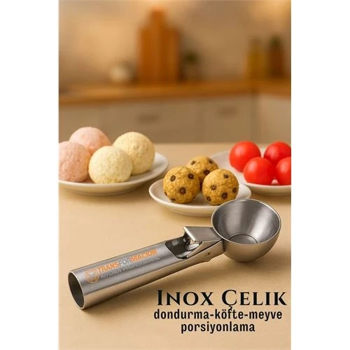 Inox 5 cm Dondurma Kaşığı - Karpuz Kurabiye Köfte Helva Porsiyonlama ürün görseli 1