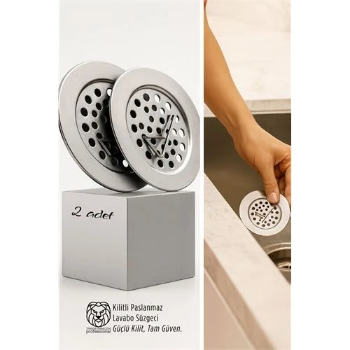 Kilitlenebilir Metal Lavabo Evye Süzgeci 2 ADET 721234 ürün görseli 1