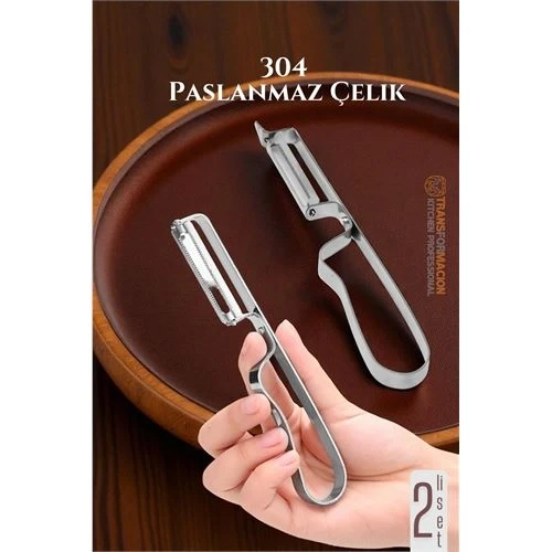 Soyacak Seti- Sebze Soyacağı Profesyonel Paslanmaz Çelik 2 li SET 722013 ürün görseli 1