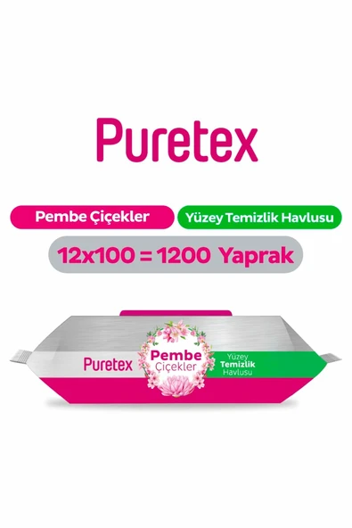 PURETEX YÜZEY PEMBE ÇİÇEK 12X100 KRK ürün görseli 1