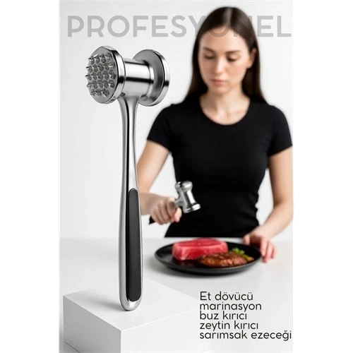 Et Dövücü Tokmağı Profesyonel Paslanmaz Çelik Marinasyon Çekici & Zeytin Kırıcı - 22 cm 722521 ürün görseli 1