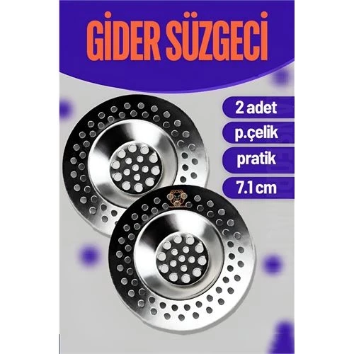Çelik Lavabo Süzgeci 2 ADET ürün görseli 1