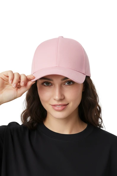 Quatex Basic Şapka - Pembe %100 Pamuk Gabardin Unisex Model ürün görseli 1