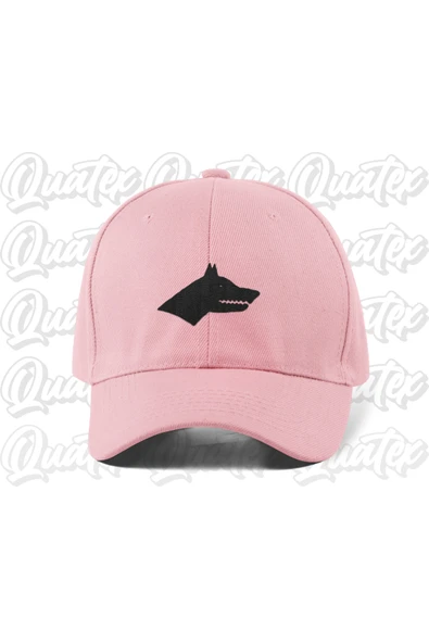 Quatex Bozkurt Nakışlı Türk Şapka - Pembe Renk %100 Pamuk Gabardin Unisex Model Şapka ürün görseli 1