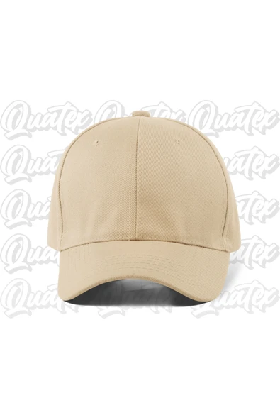 Quatex Basic Düz Pamuklu Şapka - Krem Bej Renk %100 Pamuk Gabardin Unisex Model Şapka ürün görseli 1