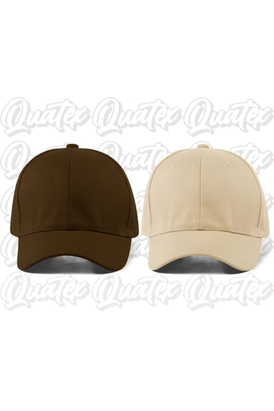 Quatex Basic Şapka 2'li Paket – Krem Ve Kahverengi %100 Pamuk Gabardin Unisex Model ürün görseli 1