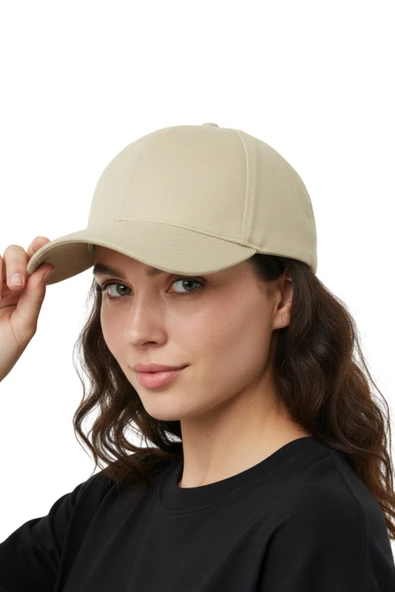 Quatex Basic Şapka - Krem %100 Pamuk Gabardin Unisex Model ürün görseli 1