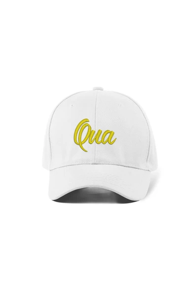 Quatex Qua Nakışlı Şapka – Beyaz %100 Pamuk Gabardin Unisex Model ürün görseli 1