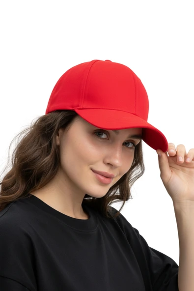 Quatex Basic Şapka - Kırmızı %100 Pamuk Gabardin Unisex Model ürün görseli 1