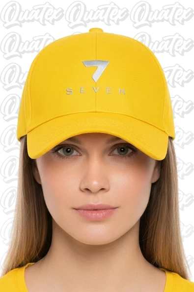 Quatex Seven Nakışlı Şapka – Sarı %100 Pamuk Gabardin Unisex Model ürün görseli 1