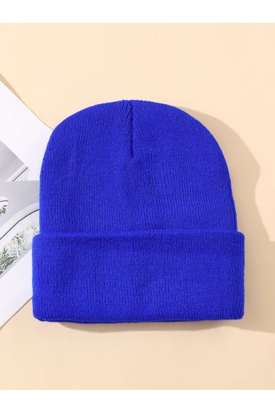 Quatex Lacivert Unisex Katlamalı Triko Düz Bere ürün görseli 1