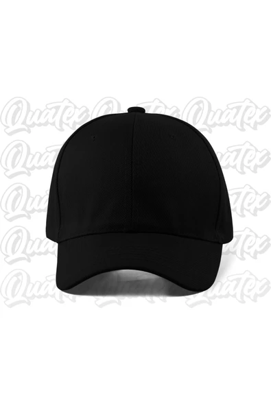 Quatex Basic Düz Pamuklu Şapka - Siyah Renk %100 Pamuk Gabardin Unisex Model Şapka ürün görseli 1