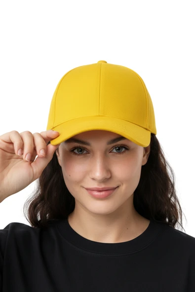Quatex Basic Şapka - Sarı %100 Pamuk Gabardin Unisex Model ürün görseli 1