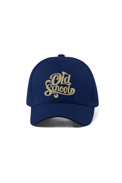 Quatex Old School Nakışlı Şapka – Lacivert %100 Pamuk Gabardin Unisex Model ürün görseli 1